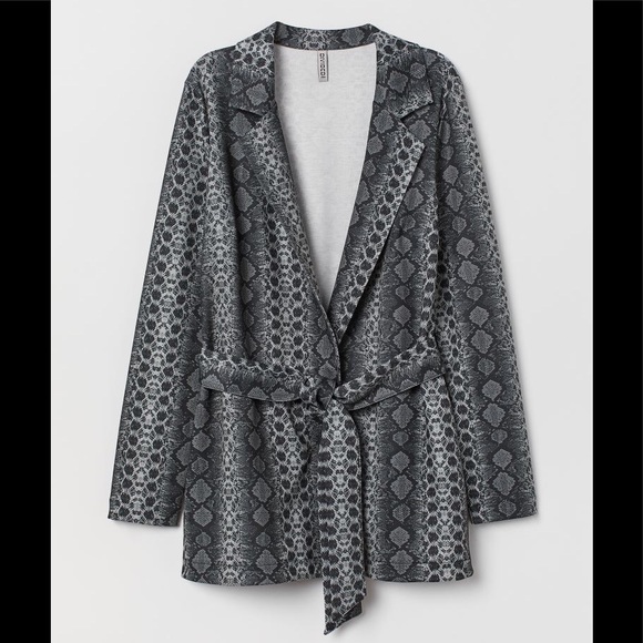 H&M Snake Print Jacket with a tie belt Grey